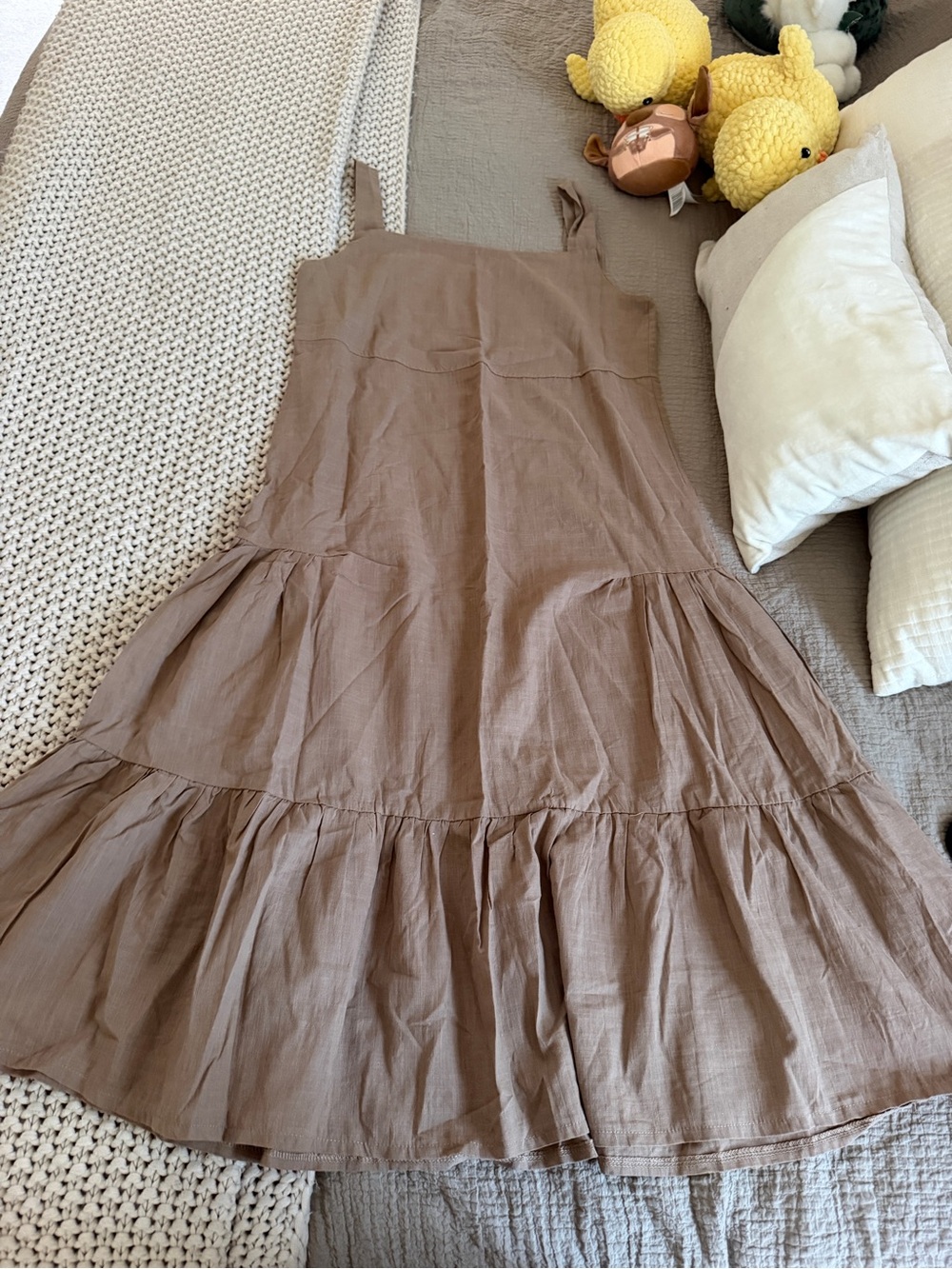 Oak and Fort Brown Tiered Linen Sundress